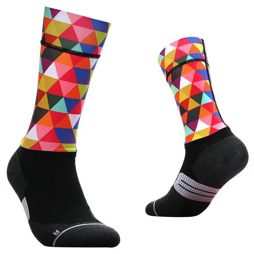 Mountain Biking Socks - Kaos Kaki Bersepeda Geometris yang Cerah