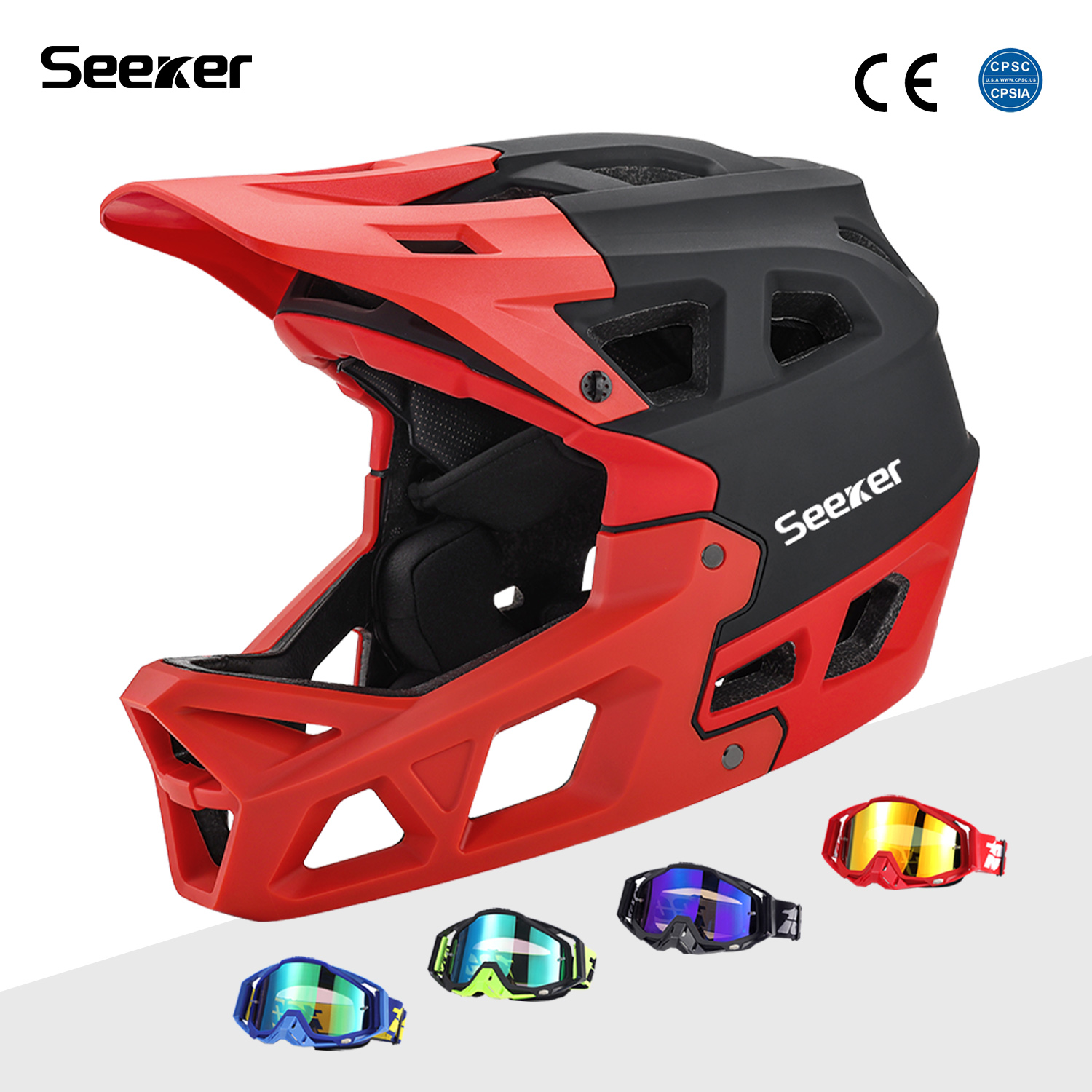 Mountain Biking Helmet Full Face - Helm Sepeda Seeker Off-Road Full-Face Ringan